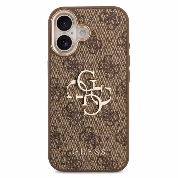 Guess 4G Metal Logo Backcover Apple iPhone 17 - Gold Edge - Brown
