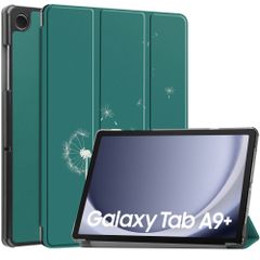 imoshion Trifold Design Bookcase Samsung Galaxy Tab A9 Plus - Petrol Green Dandelion