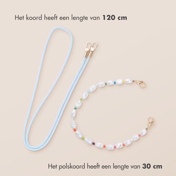 imoshion Gekleurde Telefoonkoorden set met Parels - Lichtblauw