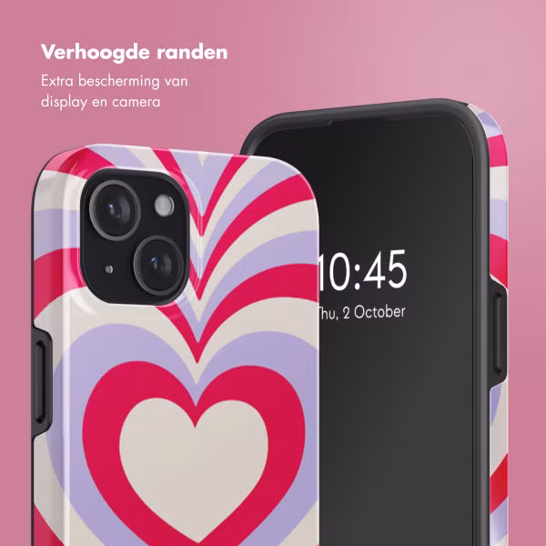 Selencia Vivid Backcover met MagSafe Apple iPhone 15 - Double Hearts Rubine Red Lilac