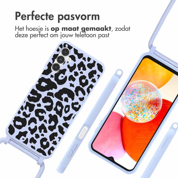 imoshion Siliconen design hoesje met koord Samsung Galaxy A14 (5G/4G) - Animal Lila