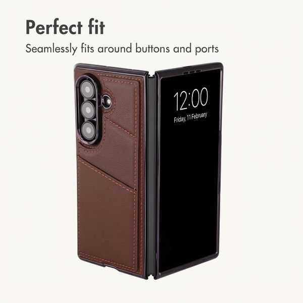 imoshion Faux Leather MagSafe Back Cover with Card Holder Samsung Galaxy Z Fold 8 Ultra - Dark Brown
