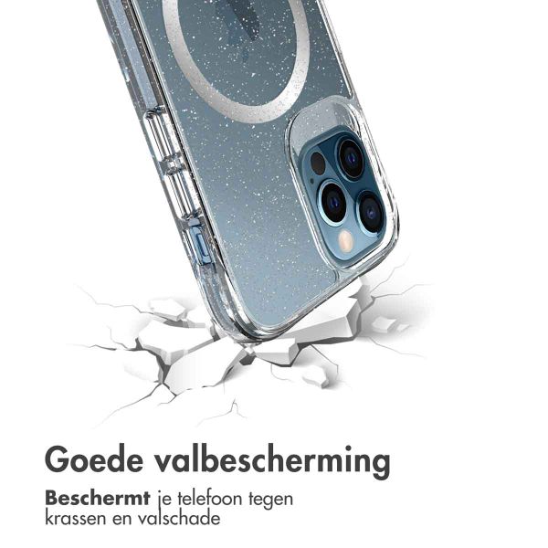 imoshion Clear Glitter Backcover met MagSafe Apple iPhone 12 (Pro) - Zilver
