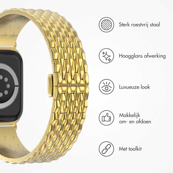 Selencia Stalen draak band Apple Watch Series 1 t/m 9 / SE (38/40/41 mm) | Series 10 (42 mm) - Goud