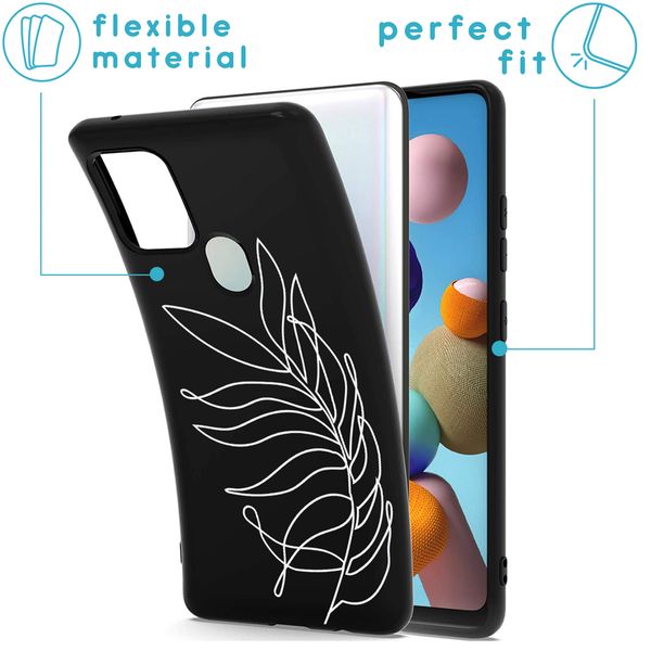 imoshion Design hoesje Samsung Galaxy A21s - Blad - Zwart