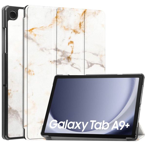 imoshion Trifold Design Bookcase Samsung Galaxy Tab A9 Plus - White Marble