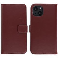 Selencia Genuine Leather Book Case Apple iPhone 14 - Burgundy