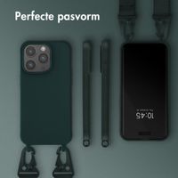 Selencia Siliconen hoesje met afneembaar koord Apple iPhone 14 Pro - Donkergroen
