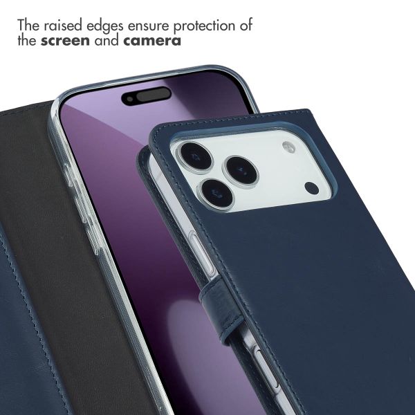 Selencia Genuine Leather Book Case Apple iPhone 17 Pro Max - Blue