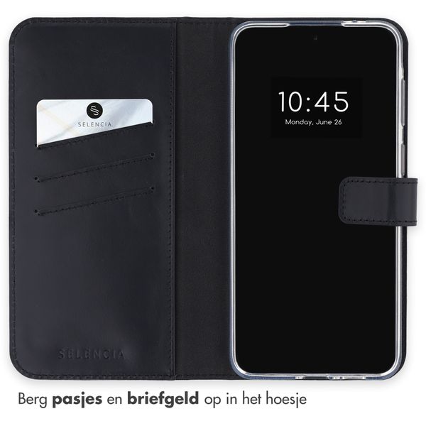 Selencia Echt Leren Bookcase Samsung Galaxy A37 (5G) - Zwart