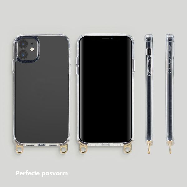 Selencia Transparent Case with Hooks + Lova Wrist Strap Apple iPhone 11 - Cotton Candy