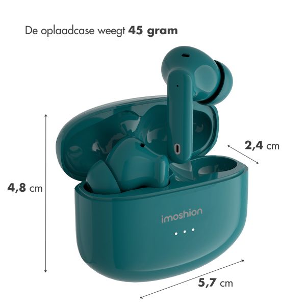 imoshion Aura Pro In-Earbuds - Draadloze oordopjes - Bluetooth draadloze oortjes - Met ANC noise cancelling functie - Petrol Green