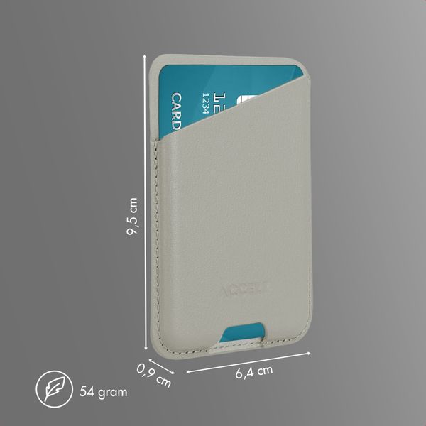 Accezz Magnetic Leather Card Holder - Compatible with Apple Find My - Light Grey