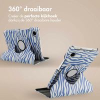 imoshion 360° Draaibare Design Bookcase Samsung Galaxy Tab A9 Plus - White Blue Stripes