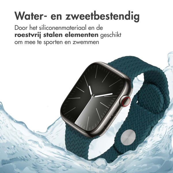 imoshion Siliconen geweven bandje Apple Watch Series 1 t/m 9 / SE (38/40/41 mm) | Series 10 (42 mm) - Donkergroen