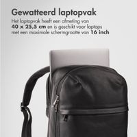 Accezz Leather Laptop rugzak 16 inch - Zwart