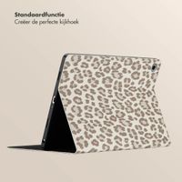 Selencia Sabi Bookcase met panterprint Samsung Galaxy Tab A9 Plus - Soft Ivory
