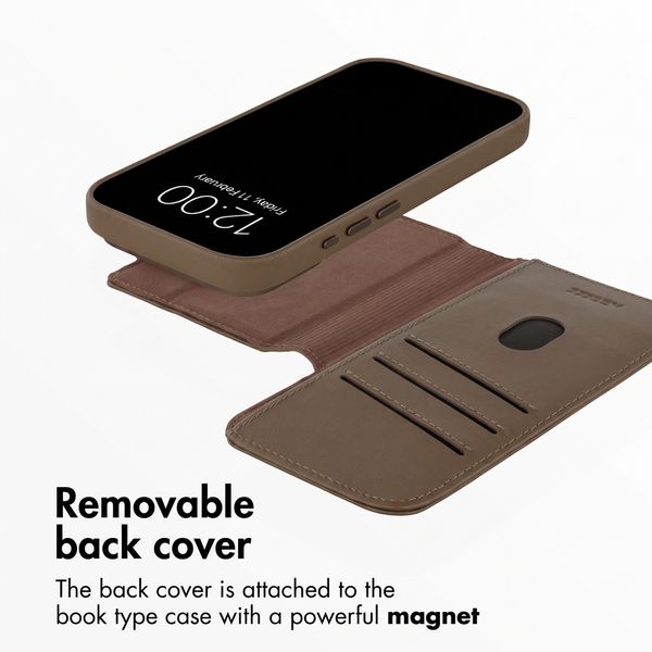 Accezz 2-in-1 Leather Bookcase with MagSafe Apple iPhone 18 Pro / 17 Pro - Coffee Brown