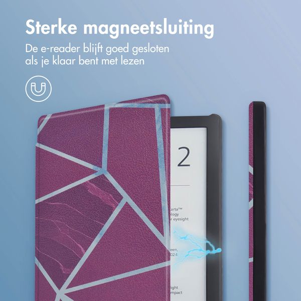 imoshion Design Slim Hard Case Bookcase Pocketbook Touch Lux 5 / HD 3 / Basic Lux 4 / Vivlio Lux 5 - Bordeaux Graphic