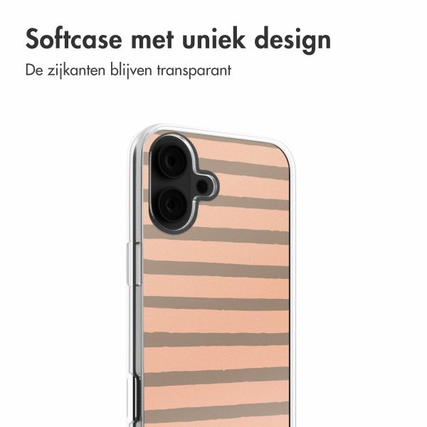 imoshion Design hoesje Apple iPhone 16 - Striped peach reverse