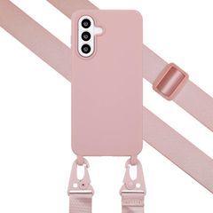 Selencia Siliconen hoesje met afneembaar koord Samsung Galaxy A56 - Sand Pink