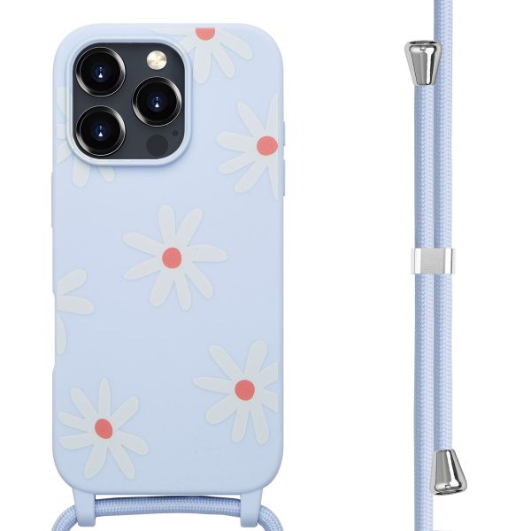 imoshion Siliconen design hoesje met koord iPhone 16 Pro Max - Lila Flower Distance