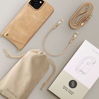 Selencia Nova Croco Phone Case with Cord and Card Holder Apple iPhone 15 - Toasted Almond