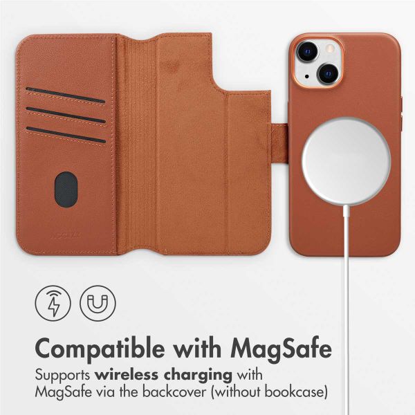 Accezz 2-in-1 Leather Bookcase with MagSafe Apple iPhone 14 - Sienna Brown