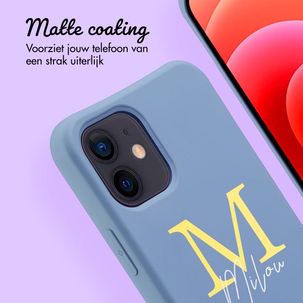 Gepersonaliseerd Color Backcover MagSafe met afneembaar koord en letter  iPhone 12 Pro - Ash Blue