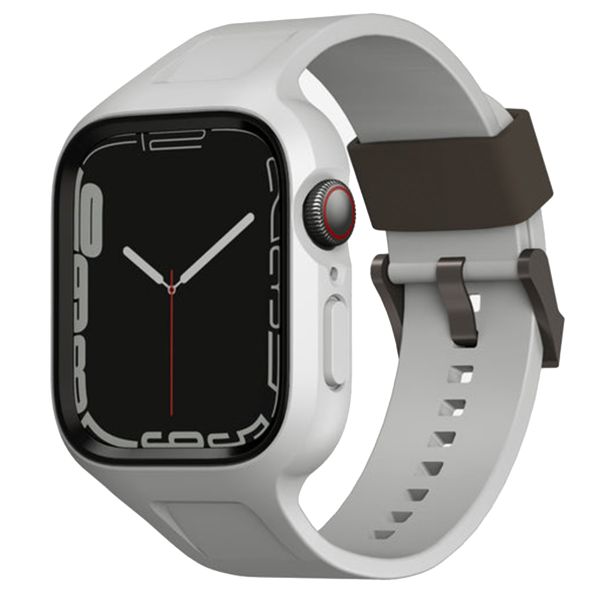 Uniq Monos 2-in-1 Apple Watch bandje met Hybrid Case Apple Watch 4 t/m 9 / SE (44/45 mm) - Chalk Grey