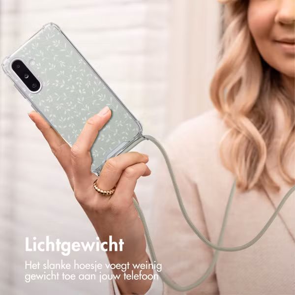 imoshion Design hoesje met koord Samsung Galaxy A36 - Smoke Green Flowers