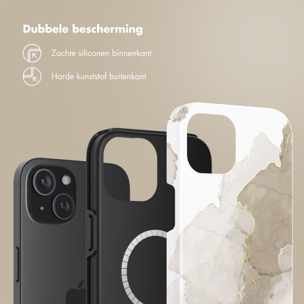 Selencia Vivid Backcover met MagSafe Apple iPhone 15 - Marble Light Brown