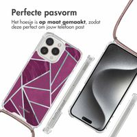 imoshion Design hoesje met koord iPhone 15 Pro - Bordeaux Graphic