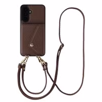 Selencia Sera Telefoonhoes met Koord en Envelop Pashouder Samsung Galaxy A18 / A17 / A26 - Chocolate Brown