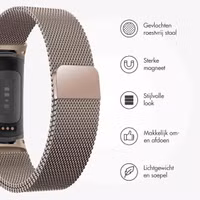 imoshion Milanees magnetisch bandje Fitbit Charge 5 - Maat M - Champagne