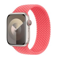 Apple Gevlochten solobandje Apple Watch Series 1 - 9 / SE (38/40/41 mm) | Series 10 / 11 (42 mm) - Maat 3 - Guava