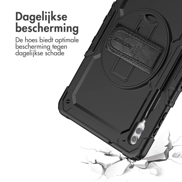 Accezz Rugged Backcover met schouderstrap Samsung Galaxy Tab S10 Ultra / Tab S9 Ultra - Zwart