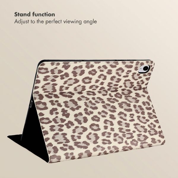 Selencia Sabi Bookcase with Leopard Print Samsung Galaxy Tab S11 - Soft Ivory