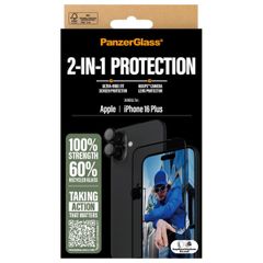 PanzerGlass 2 in 1 pack - Ultra-Wide Fit Anti-Bacterial Screenprotector incl. applicator + Camera Protector iPhone 16 Plus