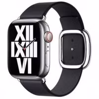 Apple Leather Band Modern Buckle Apple Watch Series 1 t/m 9 / SE (38/40/41 mm) | Series 10 / 11 (42 mm) - Maat M - Ink
