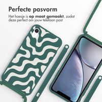 imoshion Siliconen design hoesje met koord iPhone Xr - Petrol Green Groovy