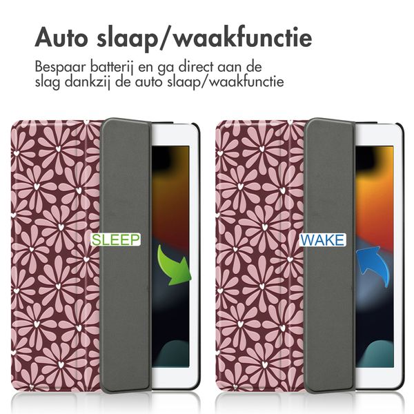 imoshion Design Trifold Bookcase Apple iPad 9 (2021) 10.2 inch / iPad 8 (2020) 10.2 inch / iPad 7 (2019) 10.2 inch - Bloom Love Blush