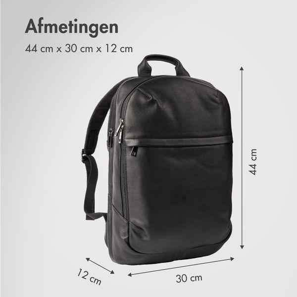 Accezz Leather Laptop rugzak 16 inch - Zwart