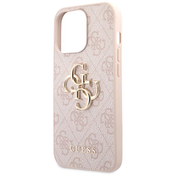 Guess 4G Metal Logo Backcover iPhone 13 Pro - Roze / Goud