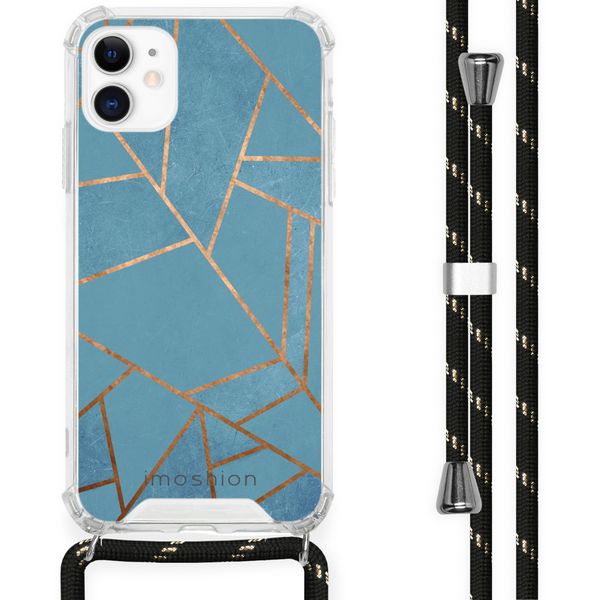 imoshion Design hoesje met koord iPhone 11 - Grafisch Koper - Blauw