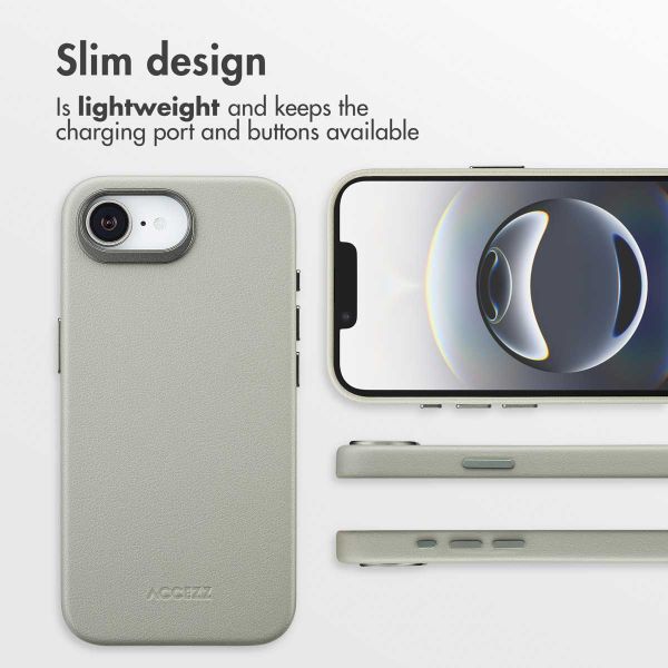 Accezz Leather Back Cover with MagSafe Apple iPhone 17e / 16e - Light Grey