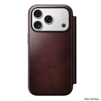 Nomad Modern Horween Leather Folio Bookcase met MagSafe Apple iPhone 17 Pro - Burgundy