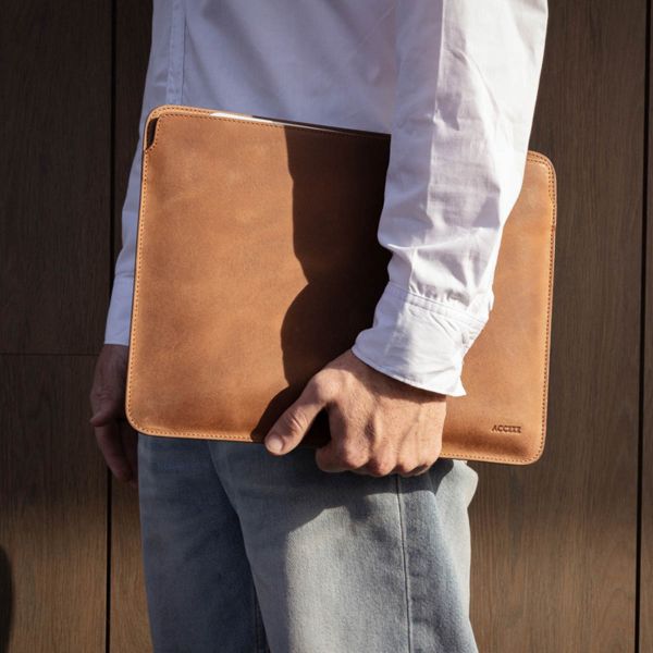 Accezz Leather Laptop hoes Apple MacBook 14 inch - Laptopsleeve - Cognac