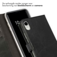 Selencia Echt Lederen Bookcase iPhone Xr - Zwart