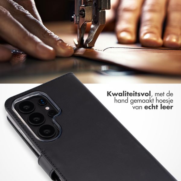 Selencia Echt Leren Bookcase Samsung Galaxy S26 Ultra - Zwart